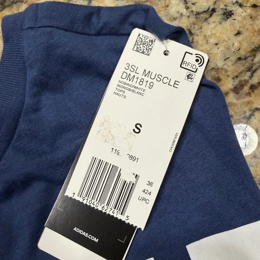 Adidas Ultimate 2.0 Three Stripe Life Muscle Tank Top Blue Mens Small ws